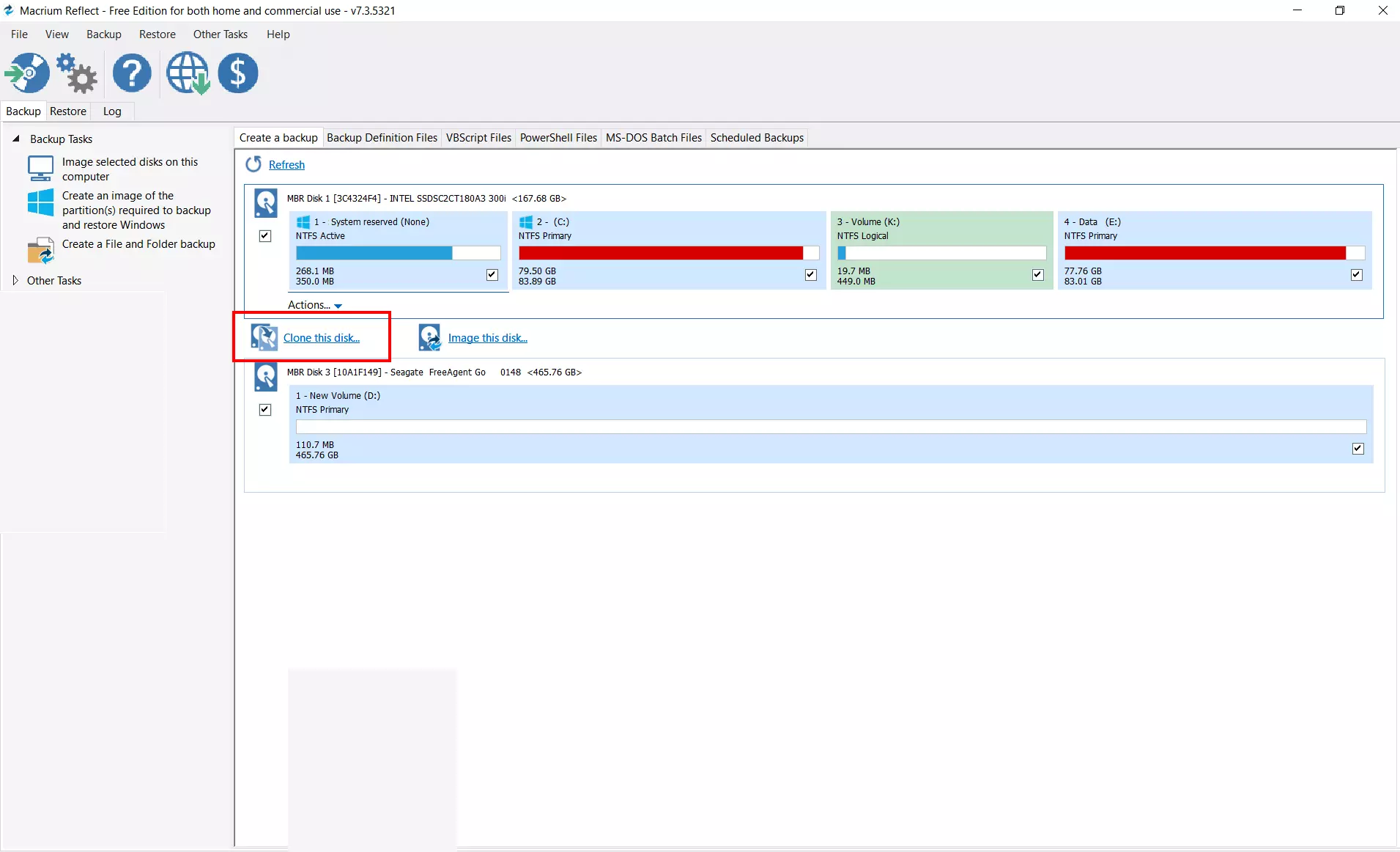 Imagen: Macrium Reflect: pantalla de inicio