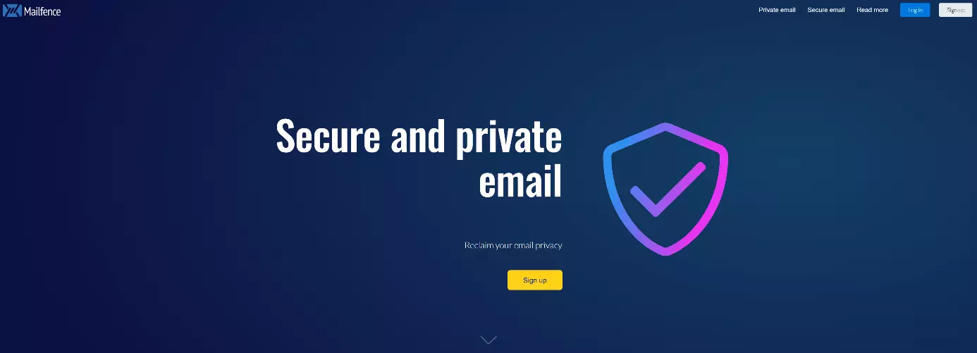 Imagen: Mailfence: captura de la página de inicio