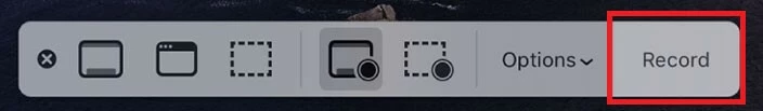 Imagen: Botón para grabar la pantalla del Macbook u otros dispositivos Mac