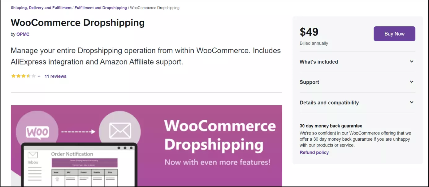 Imagen: Captura de pantalla de la página web de WooCommerce Dropshipping